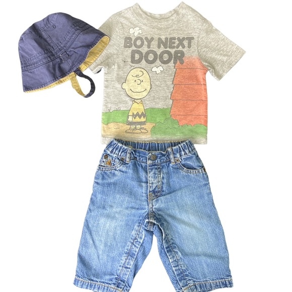 GAP Other - BABY GAP 6-12M 3Pc Set Charlie Brown T-Shirt Reversible Bucket Hat…